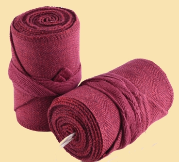 Preview: Wikinger Wadenwickel / Beinwickel, Fischgrätmuster - rot/weinrot