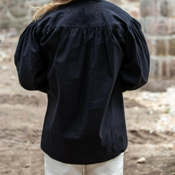 Preview: Piratenhemd "Claude" mit geschnürten Manschetten - schwarz