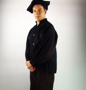 Preview: Landsknechthemd "Albert"  - Schwarz/Braun