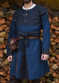 Preview: Mittelalter Tunika Bent mit abnehmbaren Ärmeln - blau/dunkelblau