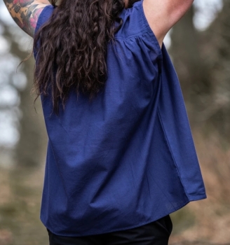 Preview: Ärmelloses Stehkragen-Schnürhemd "Louis" - Blau