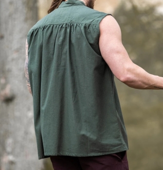 Preview: Ärmelloses Stehkragen-Schnürhemd "Louis" - Grün