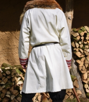 Preview: Wikinger Tunika Halvar mit Stickerei -  natur/rot