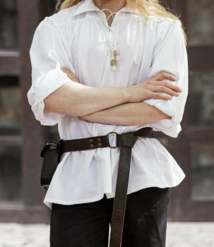 Piraten-Schnürhemd "Artur" mit Kragen  -  weiß