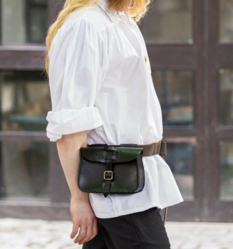 Preview: Piraten-Schnürhemd "Artur" mit Kragen  -  weiß