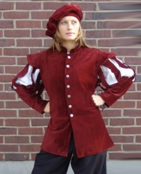 Preview: Landsknechtjacke mit geschlitzten Ärmeln "Brandolf" - rot