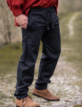 Preview: Mittelalter-Hose mit Gummizug "Veit" - schwarz