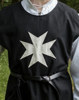 Preview: Mittelalter Wappenrock - Johanniter - schwarz/natur