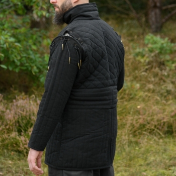 Preview: Langer Gambeson mit Schnallen und abnehmbaren Ärmeln -  schwarz