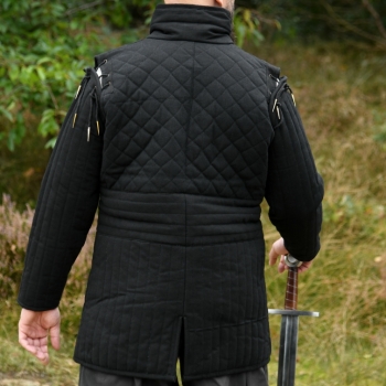 Preview: Langer Gambeson mit Schnallen und abnehmbaren Ärmeln -  schwarz