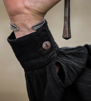 Preview: Typisches Mittelalter Stehkragen-Schnürhemd "Friedrich" - schwarz