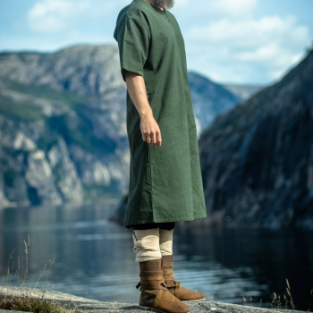 Preview: Wikinger Tunika "Asgrim" mit V-Ausschnitt - grün