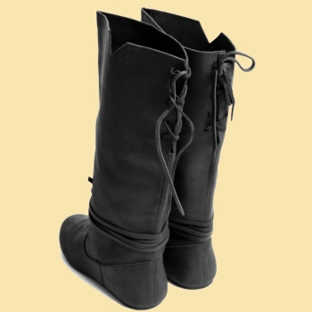 Preview: Wikingerstiefel "Ole" aus Nubukleder - schwarz