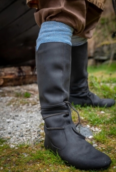 Preview: Wikingerstiefel "Ole" aus Nubukleder - schwarz