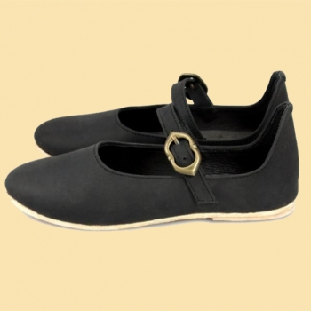 Preview: Mittelalter-Damenschuh "Cecilie" - Ledersohle - schwarz