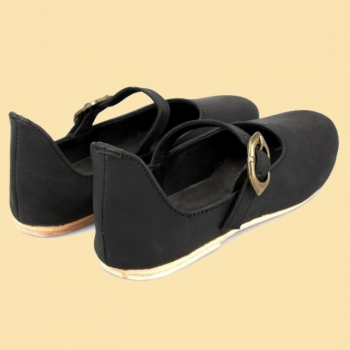 Preview: Mittelalter-Damenschuh "Cecilie" - Ledersohle - schwarz