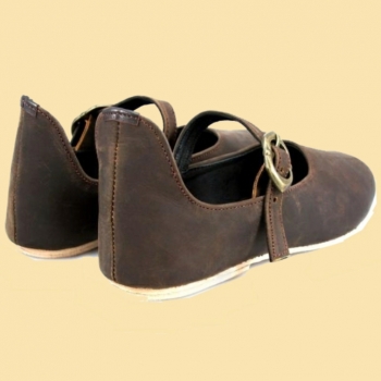 Preview: Mittelalter-Damenschuh "Cecilie" - Ledersohle - braun