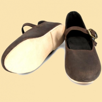 Preview: Mittelalter-Damenschuh "Cecilie" - Ledersohle - braun