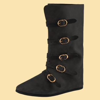 Mittelalterliche Stiefel mit Schnallen -  schwarz