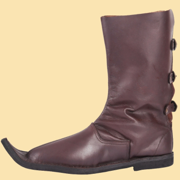 Schnabelstiefel mit drei Schnallen - dunkelbraun