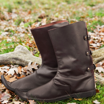 Preview: Schnabelstiefel mit drei Schnallen - dunkelbraun