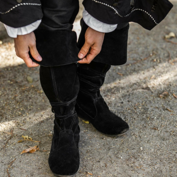 Geoffrey - Piratenstiefel aus Wildleder - schwarz