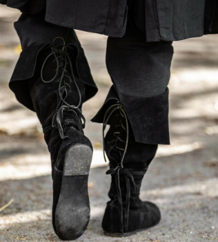 Preview: Geoffrey - Piratenstiefel aus Wildleder - schwarz