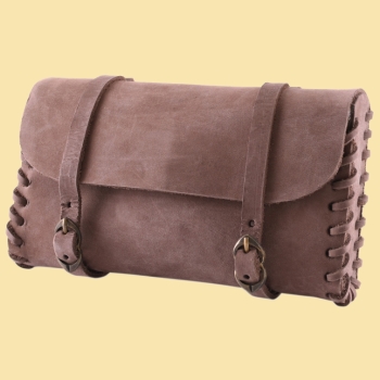 Ledertasche mit zwei Schnallen  -  mittelbraun