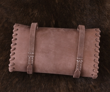 Preview: Ledertasche mit zwei Schnallen  -  mittelbraun