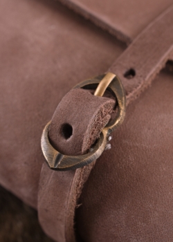 Preview: Ledertasche mit zwei Schnallen  -  mittelbraun