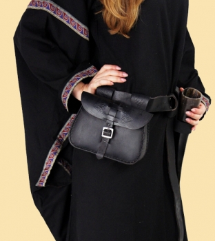 Preview: Gürteltasche aus Leder Schwarz