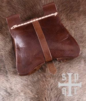 Mittelalterliche Ledertasche, 14. Jahrhundert  - braun