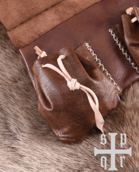 Preview: Mittelalterliche Ledertasche, 14. Jahrhundert  - braun