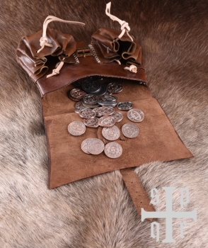 Preview: Mittelalterliche Ledertasche, 14. Jahrhundert  - braun