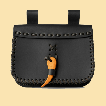 Mittelalter Leder Gürteltasche "Volmar"  -  schwarz