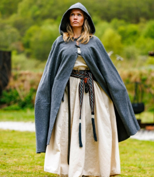 Preview: Umhang mit langen Knöpfen "Marie"  - grau