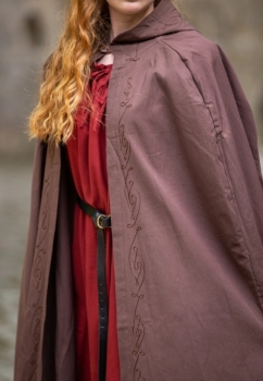 Preview: Mittelalter Umhang mit Stickerei "Erna"  - braun