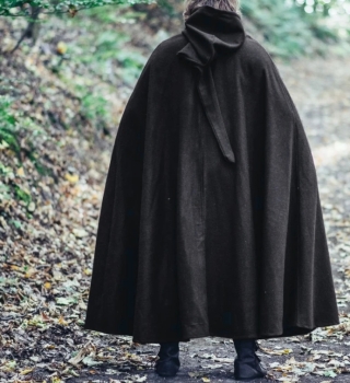 Wollumhang Ilmar"  lange Kapuze -Schließe - 160 cm Lang - schwarz