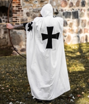 Preview: Umhang der Tempelritter "Baldwin"  - Weiß/Schwarz