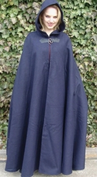 Wollumhang Ilmar"  lange Kapuze -Schließe - 160 cm Lang - blau