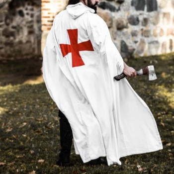 Preview: Umhang der Tempelritter "Arnulf" - weiß/rot