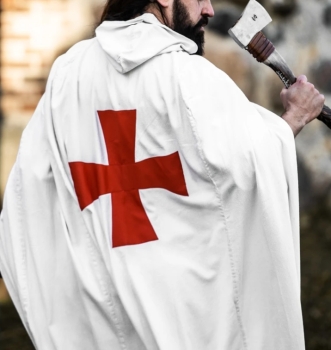 Preview: Umhang der Tempelritter "Arnulf" - weiß/rot