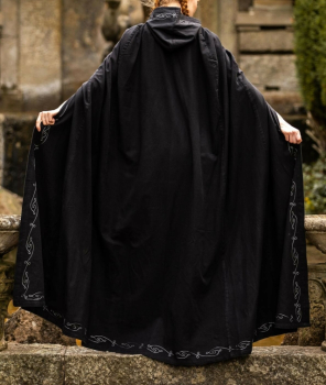 Preview: Mittelalter Umhang mit Stickerei "Erna" - schwarz