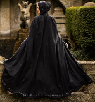 Preview: Mittelalter Umhang mit Stickerei "Erna" - schwarz