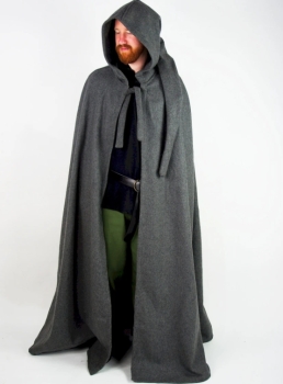 Wollmhang mit langer Kapuze "Hervir" Länge 160 cm - grau