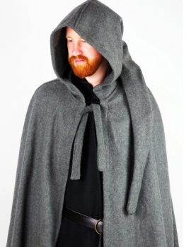 Preview: Wollmhang mit langer Kapuze "Hervir" Länge 160 cm - grau