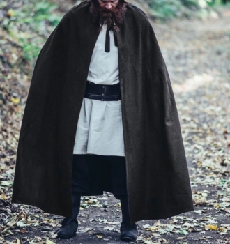 Wollmhang mit langer Kapuze "Hervir" Länge 160 cm - schwarz