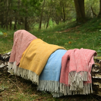 Preview: Fischgrät Rechteckmantel aus Wolle - Wolldecke - Wollschal" – gelb