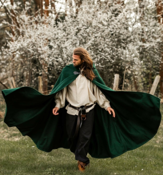 Wollumhang mit Wolfsschließe "Tjark"  - grün