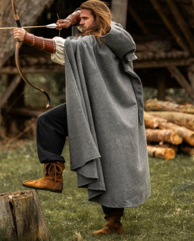 Wollumhang Ilmar" lange Kapuze und Schließe  - grau